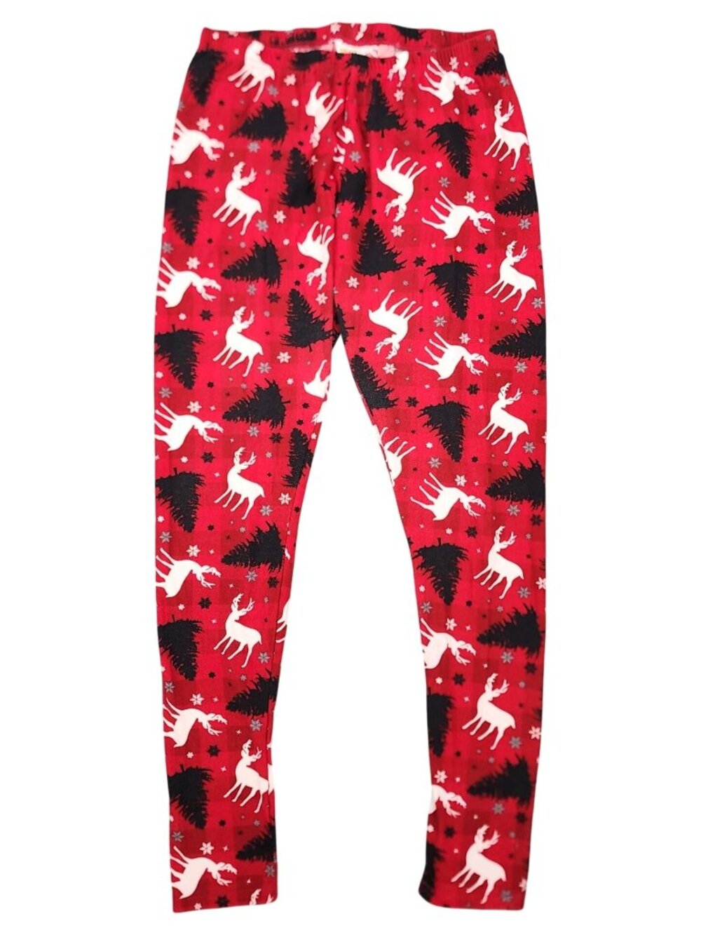 Women's Mixit Christmas Reindeer Check Leggings Pants Large Snowflakes Trees